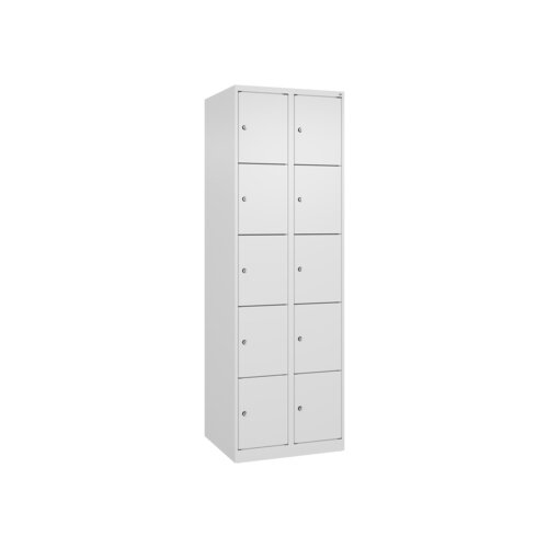 C+P Schließfachschrank Evolo PLUS mit Sockel 10 Fächer verkehrsweiß