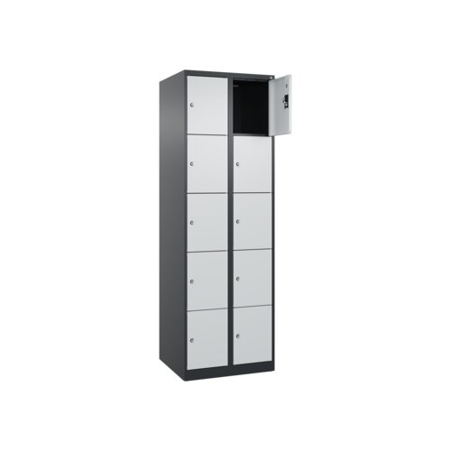 C+P Schließfachschrank Evolo PLUS mit Sockel 10 Fächer schwarzgrau