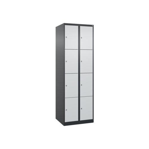 C+P Schließfachschrank Evolo PLUS mit Sockel 8 Fächer schwarzgrau