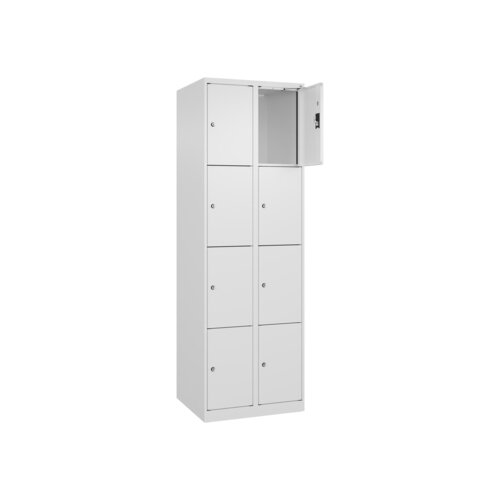 C+P Schließfachschrank Evolo PLUS mit Sockel 8 Fächer verkehrsweiß