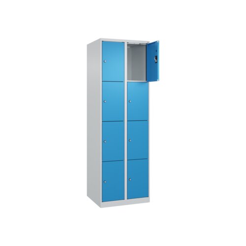 C+P Schließfachschrank Evolo PLUS mit Sockel 8 Fächer lichtgrau