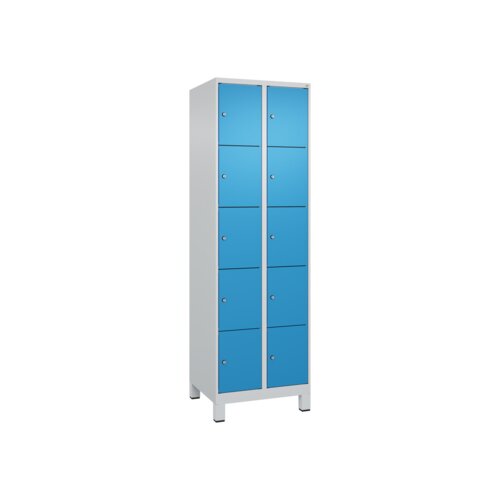 C+P Schließfachschrank Evolo PLUS mit Standfuß 10 Fächer lichtgrau