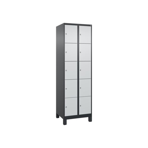 C+P Schließfachschrank Evolo PLUS mit Standfuß 10 Fächer schwarzgrau