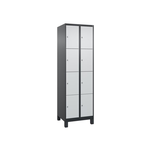 C+P Schließfachschrank Evolo PLUS mit Standfuß 8 Fächer schwarzgrau