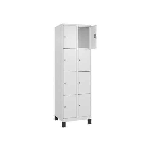 C+P Schließfachschrank Evolo PLUS mit Standfuß 8 Fächer verkehrsweiß