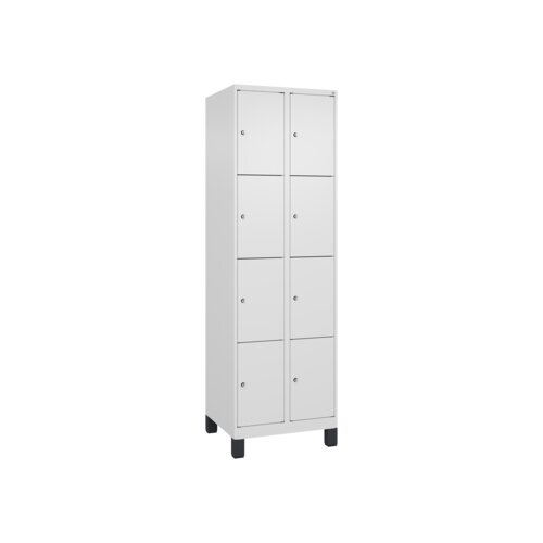 C+P Schließfachschrank Evolo PLUS mit Standfuß 8 Fächer verkehrsweiß