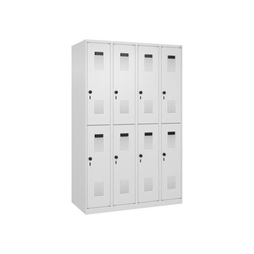 C+P Kleiderspind Evolo PLUS mit Sockel 1.200 x 1.850 x 500 mm (B x H x T) verkehrsweiß