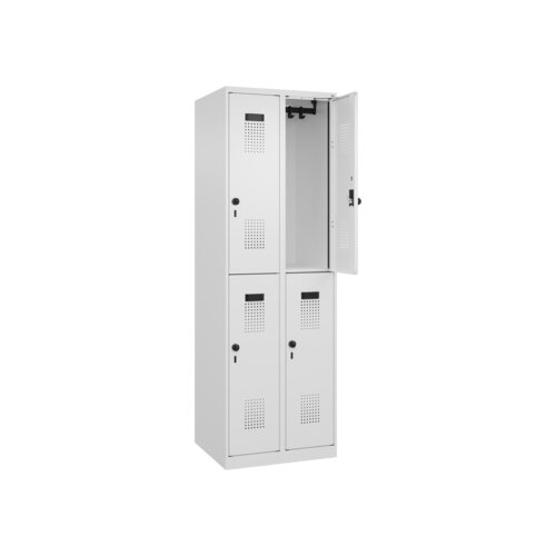 C+P Kleiderspind Evolo PLUS mit Sockel 600 x 1.850 x 500 mm (B x H x T) verkehrsweiß