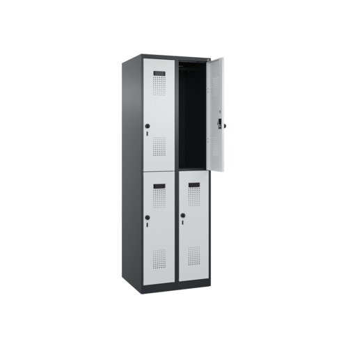 C+P Kleiderspind Evolo PLUS mit Sockel 600 x 1.850 x 500 mm (B x H x T) schwarzgrau