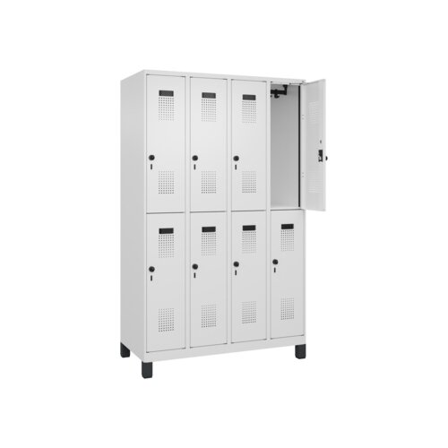 C+P Kleiderspind Evolo PLUS mit Standfuß 1.200 x 1.950 x 500 mm (B x H x T) verkehrsweiß