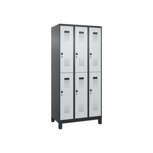 C+P Kleiderspind Evolo PLUS mit Standfuß 900 x 1.950 x 500 mm (B x H x T) schwarzgrau