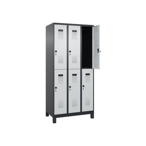 C+P Kleiderspind Evolo PLUS mit Standfuß 900 x 1.950 x 500 mm (B x H x T) schwarzgrau