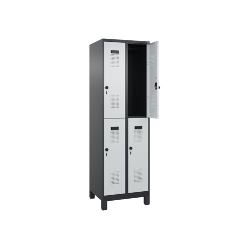 C+P Kleiderspind Evolo PLUS mit Standfuß 600 x 1.950 x 500 mm (B x H x T) schwarzgrau