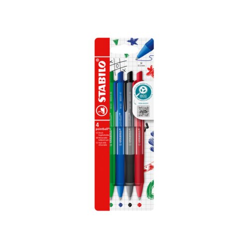 STABILO® Kugelschreiber pointball® colorful nicht dokumentenecht 4 St./Pack.