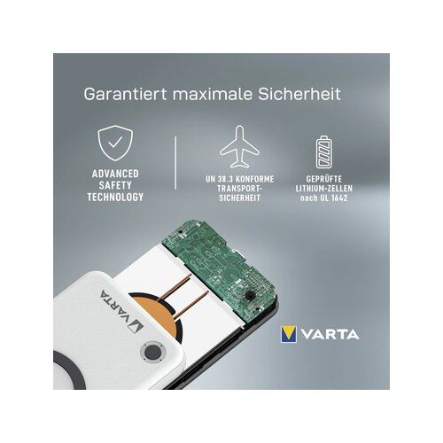 Varta Powerbank Wireless 77,5 x 15 x 157,5 mm (B x H x T)