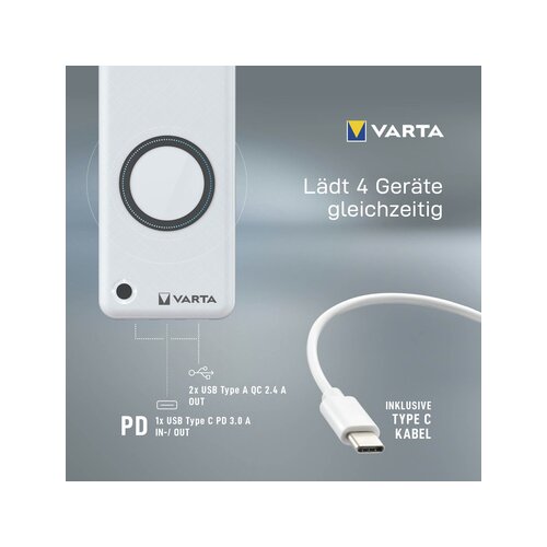 Varta Powerbank Wireless 77,5 x 15 x 157,5 mm (B x H x T)