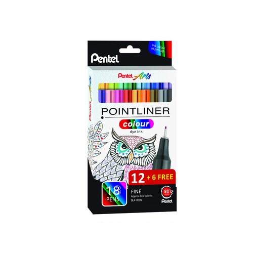 Pentel Fineliner Pointliner Colour Dye Ink 18 St./Pack.