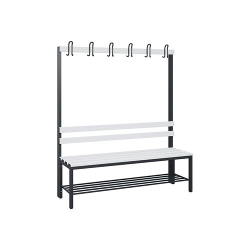 C+P Umkleidebank Solid Kunststoff 1.500 x 1.716 x 412 mm (B x H x T) mit Schuhrost