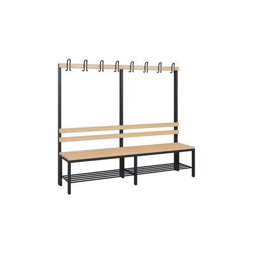 C+P Umkleidebank Solid Holz 2.000 x 1.716 x 412 mm (B x H x T) mit Schuhrost