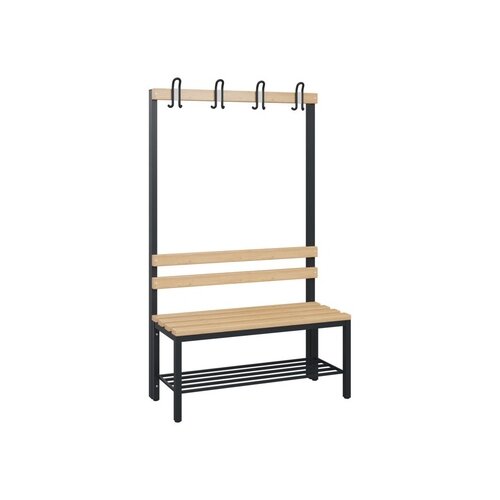 C+P Umkleidebank Solid Holz 1.000 x 1.716 x 412 mm (B x H x T) mit Schuhrost