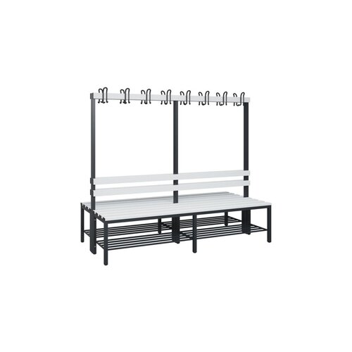 C+P Umkleidebank Solid Kunststoff 2.000 x 1.716 x 770 mm (B x H x T) mit Schuhrost