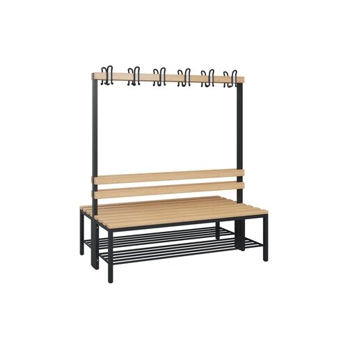 C+P Umkleidebank Solid Holz 1.500 x 1.716 x 770 mm (B x H x T) mit Schuhrost