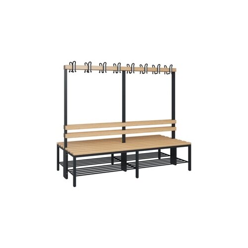 C+P Umkleidebank Solid Holz 2.000 x 1.716 x 770 mm (B x H x T) mit Schuhrost