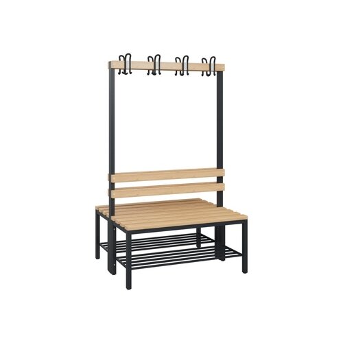 C+P Umkleidebank Solid Holz 1.000 x 1.716 x 770 mm (B x H x T) mit Schuhrost