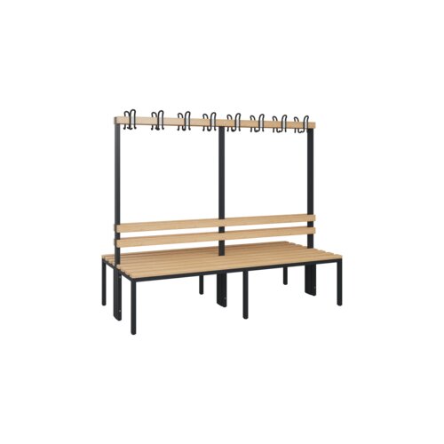 C+P Umkleidebank Solid Holz 1.500 x 1.716 x 770 mm (B x H x T) ohne Schuhrost