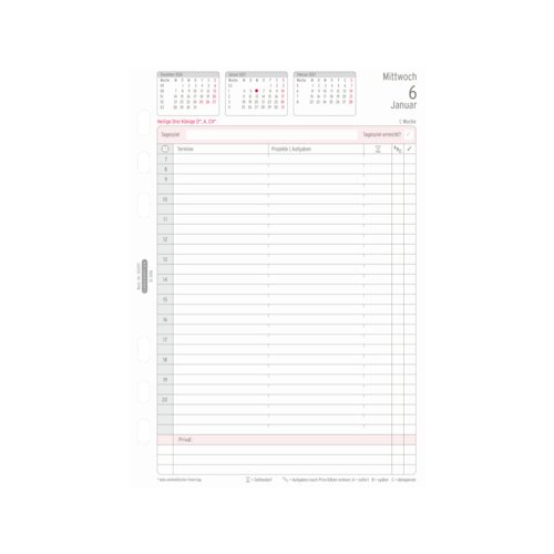 Chronoplan Einlage Kalender DIN A5 2027
