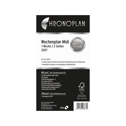 Chronoplan Einlage Kalender Midi 2027