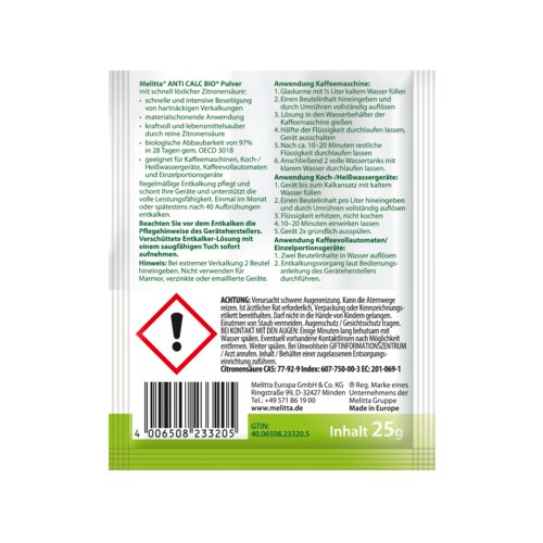 Melitta Entkalker Anti Calc Bio Powder
