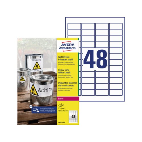 Avery Zweckform Folienetikett 45,7 x 21,2 mm (B x H)