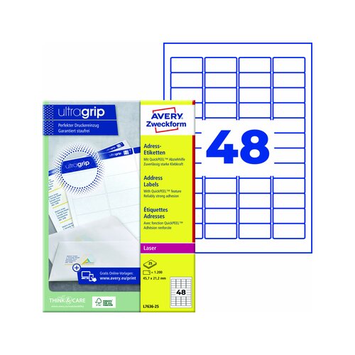 Avery Zweckform Adressetikett ultragrip 45,7 x 21,2 mm (B x H)
