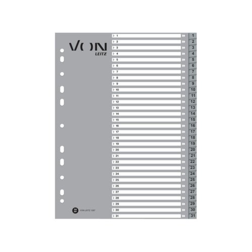 VON Zahlenregister 22,5 x 29,7 cm (B x H) 1-31