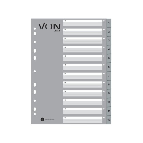 VON Zahlenregister 22,5 x 29,7 cm (B x H) 1-12