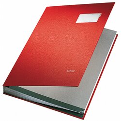 Leitz 57010025 Unterschriftsmappe DIN A4 10 Fächer Graupappe rot