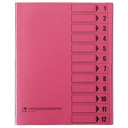Bene 83800RS Ordnungsmappe DIN A4 12Fächer rosa