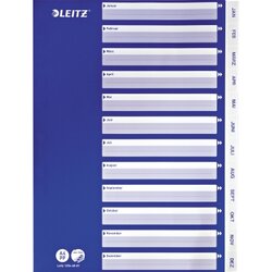 Leitz 12546001 Plastikregister Jan-Dez A4 PP ws