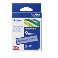 Brother TZE521 Schriftbandkassette 9mmx8m laminiert sw auf bl