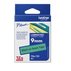 Brother TZE721 Schriftbandkassette 9mmx8m laminiert sw auf gn