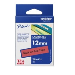 Brother TZE431 Schriftbandkassette 12mmx8m laminiert sw auf rt