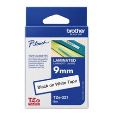 Brother TZE221 Schriftbandkassette 9mmx8m laminiert sw auf ws