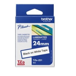 Brother TZE151 Schriftbandkassette 24mmx8m laminiert sw auf fl