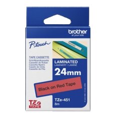 Brother TZE451 Schriftbandkassette 24mmx8m laminiert sw auf rt