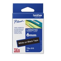 Brother TZE315 Schriftbandkassette 6mmx8m laminiert ws auf sw