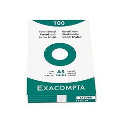 Exacompta 3308B Karteikarte DIN A8 blanko Karton weiß 100 St./Pack.