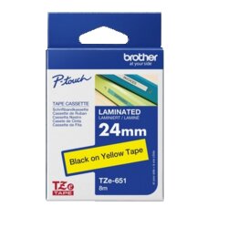 Brother TZE651 Schriftbandkassette 24mmx8m laminiert sw auf ge