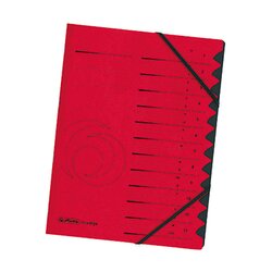 Herlitz 10843324 Ordnungsmappe DIN A4 12 Fächer Karton rot