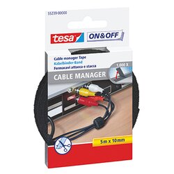 tesa® 55239-00000 Klettband On & Off 1x500cm schwarz